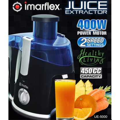 IMARFLEX Juice Extractor IJE-5000 - (BLACK) 400W LARGE CAPACITY 450CC