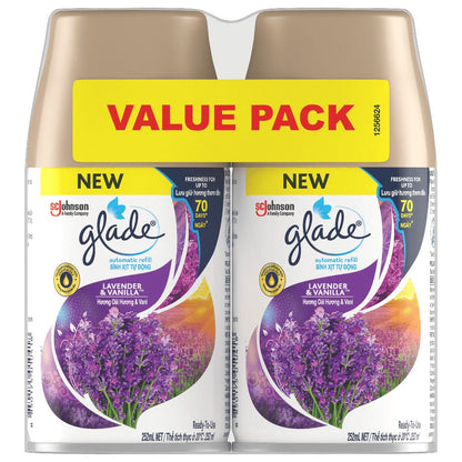 Glade Automatic Spray Refill 175g x 2 - Lavender & Vanilla Twin Fragrance(Value Pack)Bundle Deals