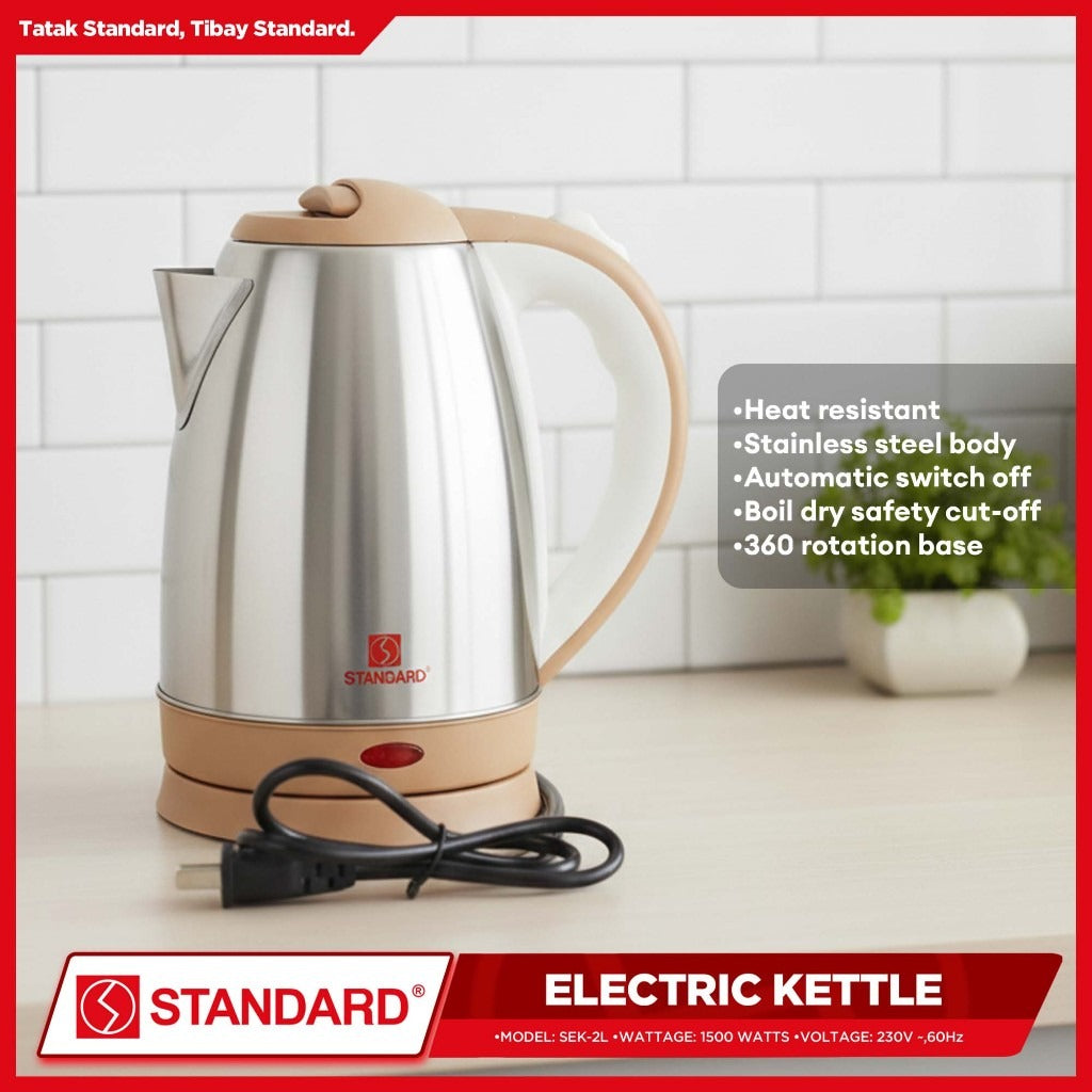 STANDARD ELECTRIC KETTLE 2L 1500W - STAINLESS STEEL BODY  SEK2.0L