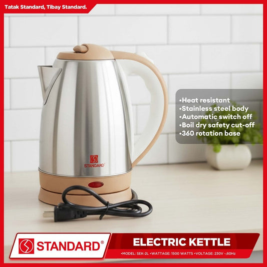 STANDARD ELECTRIC KETTLE 2L 1500W - STAINLESS STEEL BODY  SEK2.0L