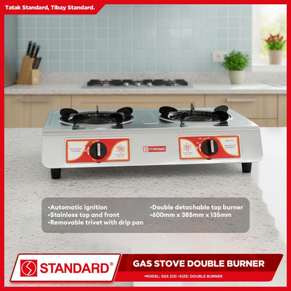 STANDARD DOUBLE BURNER LPG Gas Stove - (BURNER ONLY) 600mm x 385 x 135mm