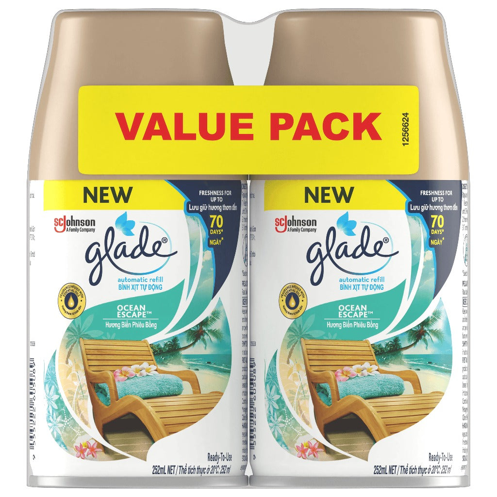 Glade Automatic Spray Refill 175g x 2- Ocean Escape Twin Fragrance (Value Pack)