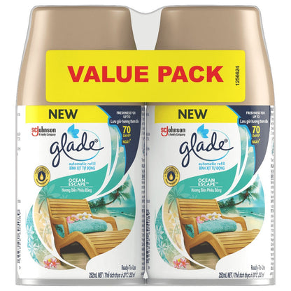 Glade Automatic Spray Refill 175g x 2- Ocean Escape Twin Fragrance (Value Pack)