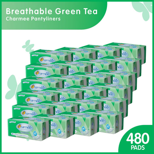 Charmee Pantyliner Breathable Deodorizing Green Tea (20's x 24 packs) - 1 case