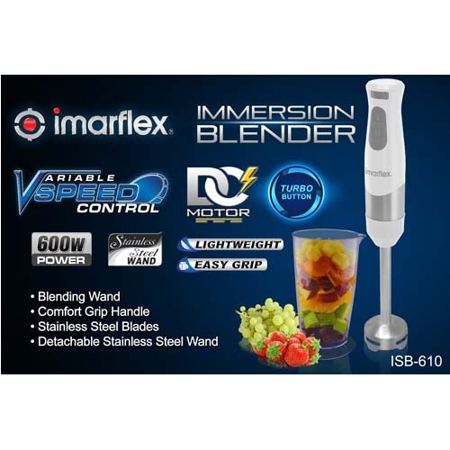 IMARFLEX Immersion Blender ISB-610 - 700ML 600W Detachable Stainless Steel Wand, Lightweight & Ergonomic Design