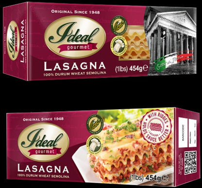 1 CASE (12pcs) 454G  IDEAL GOURMET PASTA No. 1 LASAGNA for baked or rolled lasagna