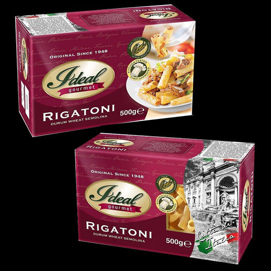 1 CASE (14 pcs) 500G - IDEAL GOURMET PASTA Rigatoni  TUBE-SHAPED PASTA
