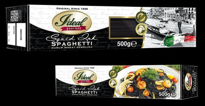 1 CASE (12 pcs)500G  IDEAL GOURMET PASTA Squid Ink Spaghetti  BLACK PASTA