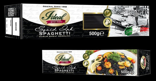1 CASE (12 pcs)500G  IDEAL GOURMET PASTA Squid Ink Spaghetti  BLACK PASTA