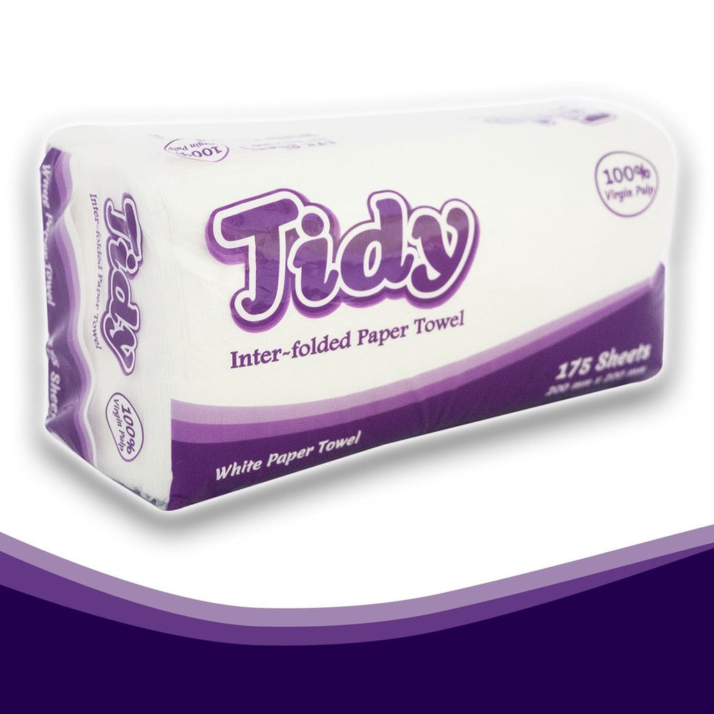 Tidy Trio Pack Inter-Folded Paper Towel White 3 x 175 Sheets - Bundle of 2 or 8
