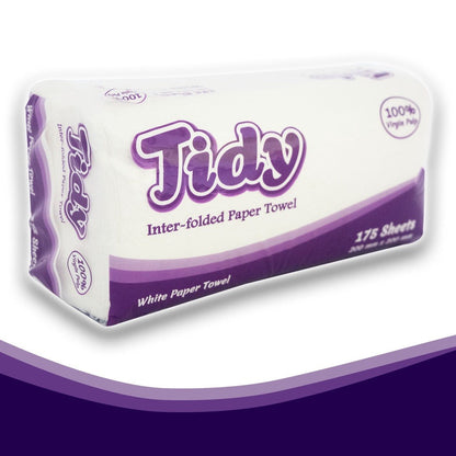 Tidy Trio Pack Inter-Folded Paper Towel White 3 x 175 Sheets - Bundle of 2 or 8
