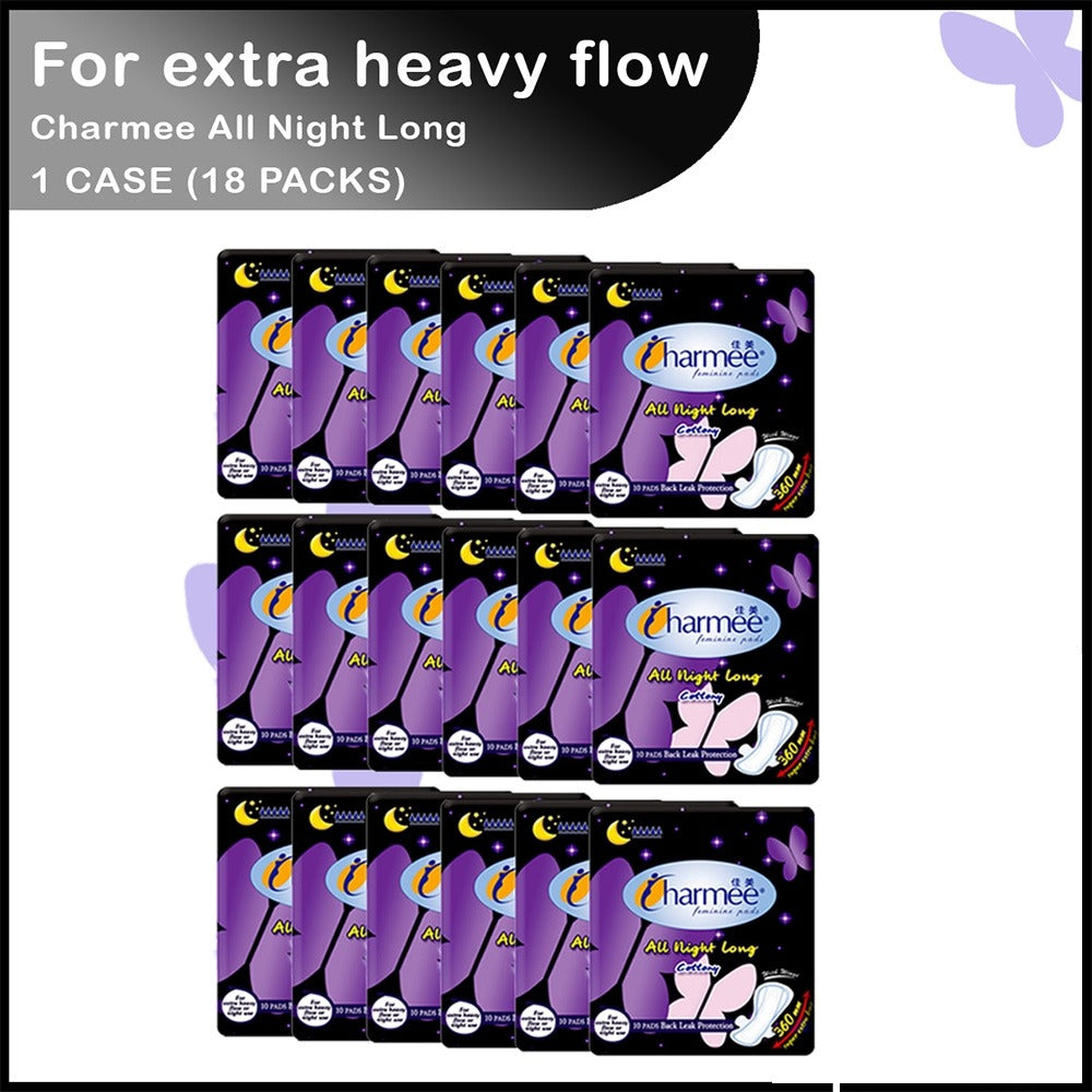 Charmee Sanitary Napkin All-Night Long 10's - (18 x 10's) - 1 case