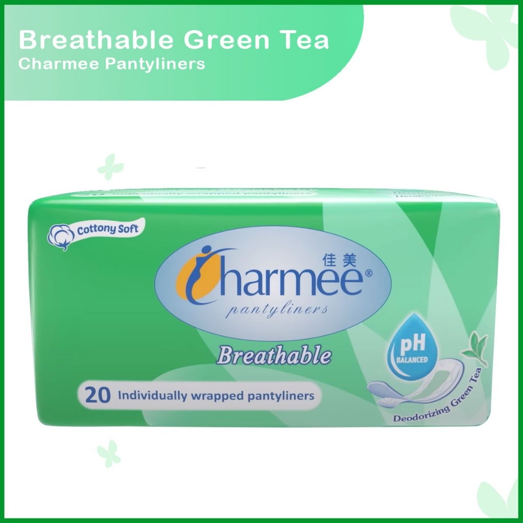 Charmee Pantyliner Breathable Deodorizing Green Tea (20's x 24 packs) - 1 case