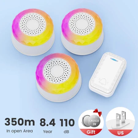 SMATRUL WIRELESS DOOR BELL - WHITE 1 BUTTON / 3 RECEIVERS
