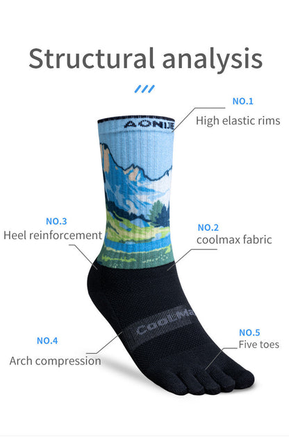 Aonijie Calf Toe Socks Model no. E4843 - TIE-DYE