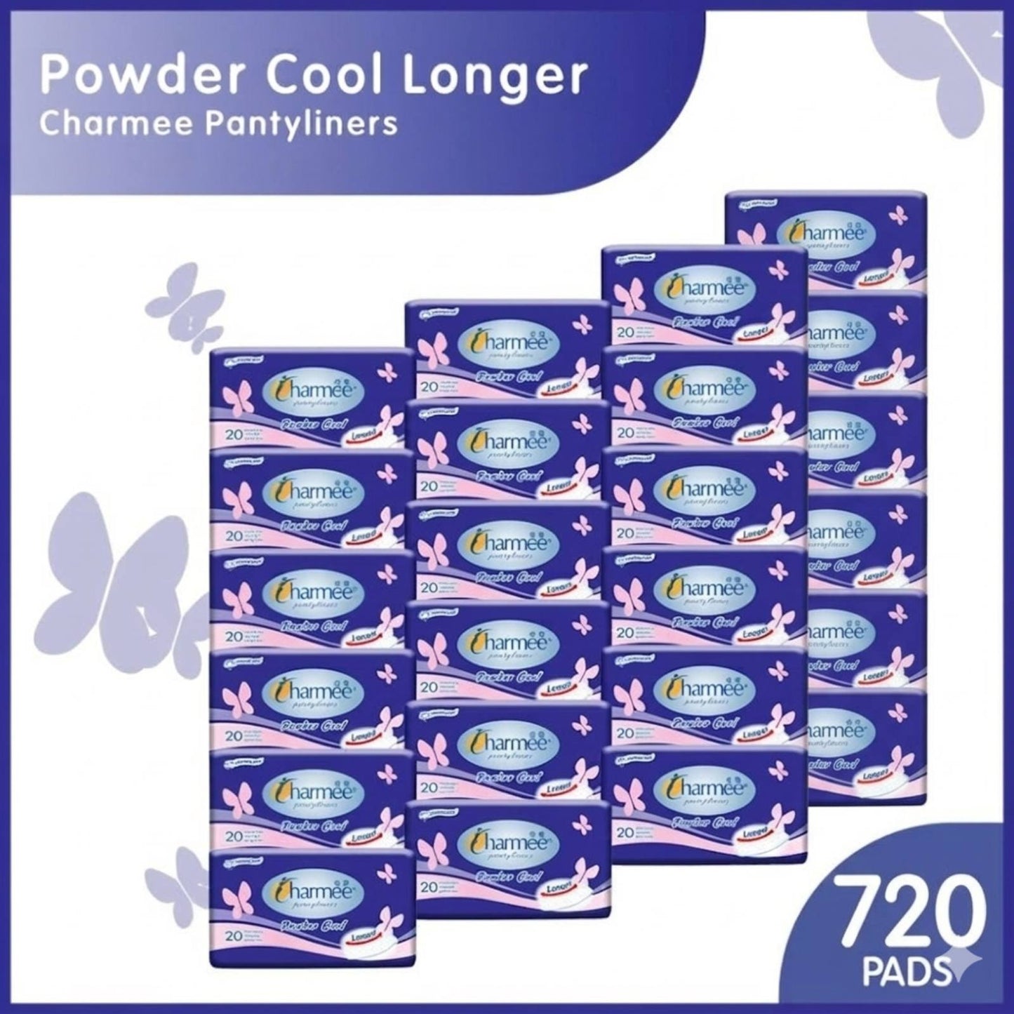 Charmee Pantyliner Powder Cool Longer 20's x 36 packs - 1 case