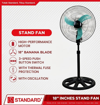 STAND FAN 18" Plastic Blade STS18 - GREEN 3KG